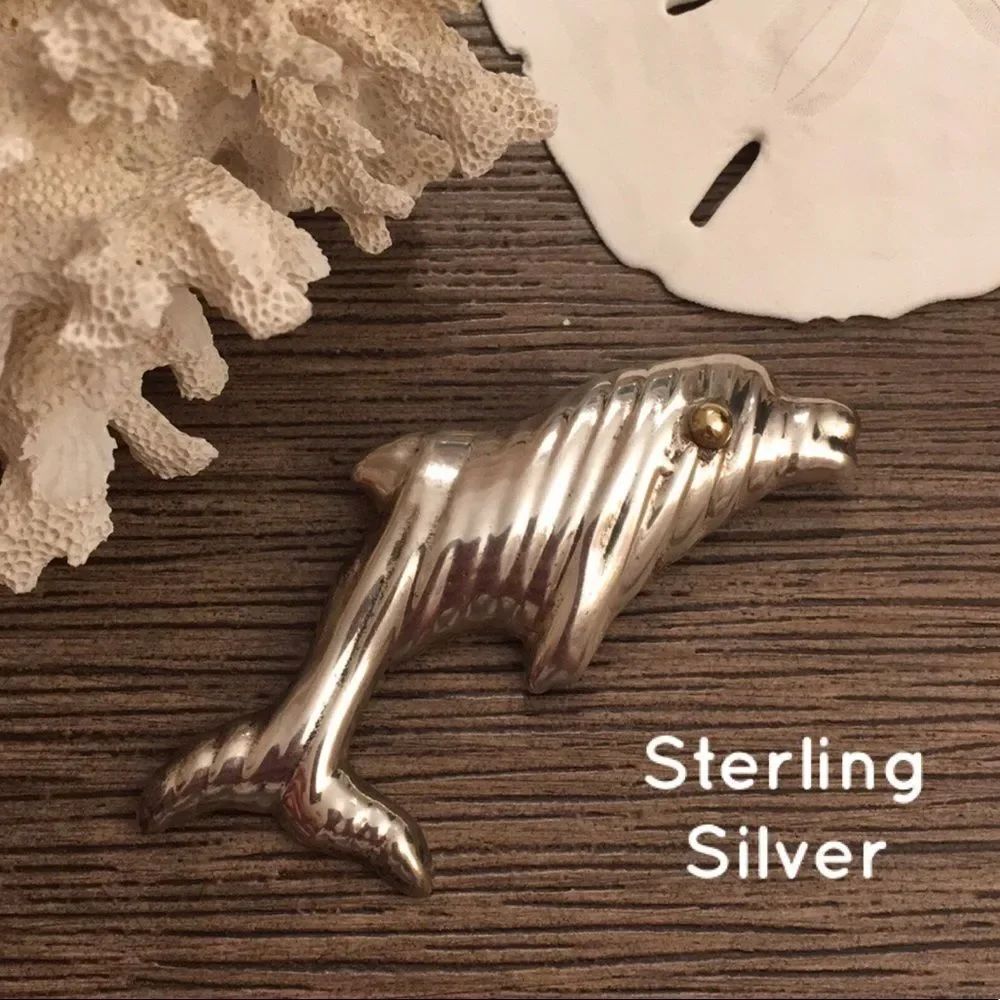 Sterling Silver Dolphin Pin Made in Mexico TE-26